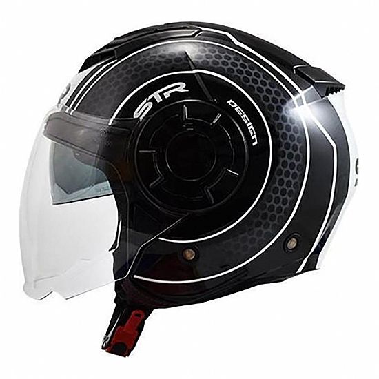 STR Tron Jet Helmet Black - White