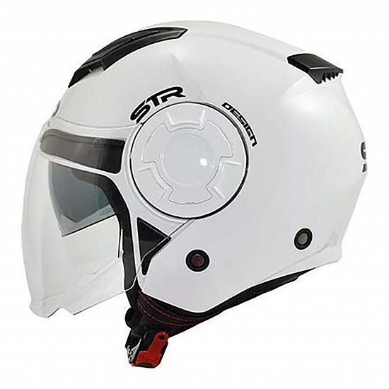 STR Tron Jet Helmet White