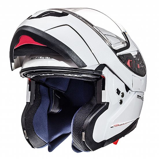 Κράνος Ανοιγόμενο MT Helmets Atom με Εσωτερική Φιμέ Ζελατίνα Άσπρο