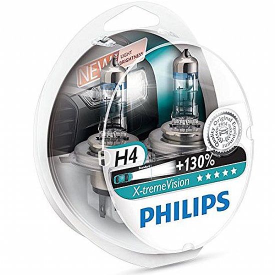 Σετ λάμπες αλογόνου Philips X-tremeVision H4 12V 60/55W P43T S2 +130 2 Τεμμάχια