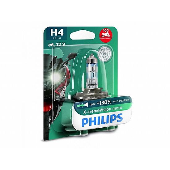 Philips X-tremeVision moto H4 12V 60/55W P43T S2 +130