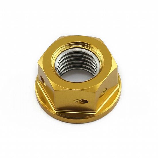 Pro-Bolt Aluminium Nut M10x(1.25mm) Drilled Gold