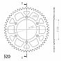 Rear Sprocket Supersprox Aluminium Orange 50T