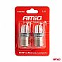 Λαμπάκια LED AMIO P21W 12V 6.000K 500lm 9SMD x 2835 Μονοπολικά  - 2ΤΕΜ.