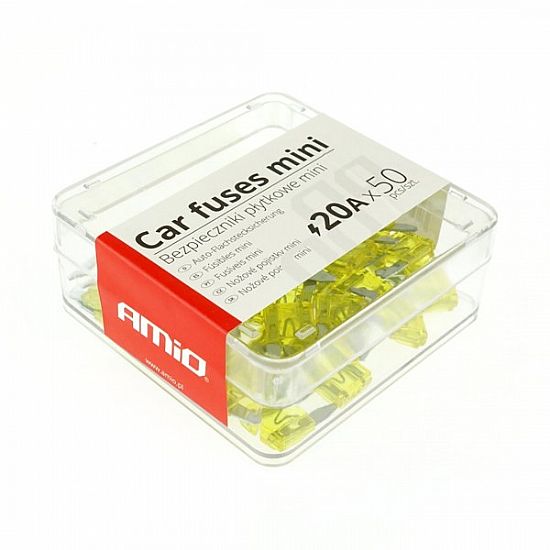 Amio Automotive Fuses Mini Plate Mini Box 50pcs 20A