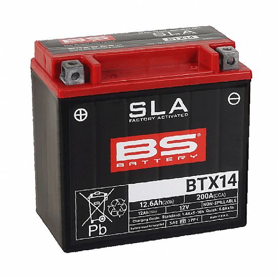 BS Battery BTX14-BS (YTX14-BS) SLA