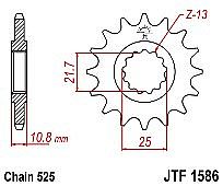 Front sprocket JT JTF1586.16 teeth YAMAHA YZF-R6 (06-12) / TDM850 (4TXL)