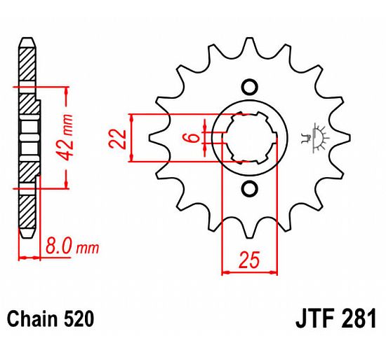 Front sprocket JT JT JTF281.14 teeth XR600 XR600 R XL250 RC
