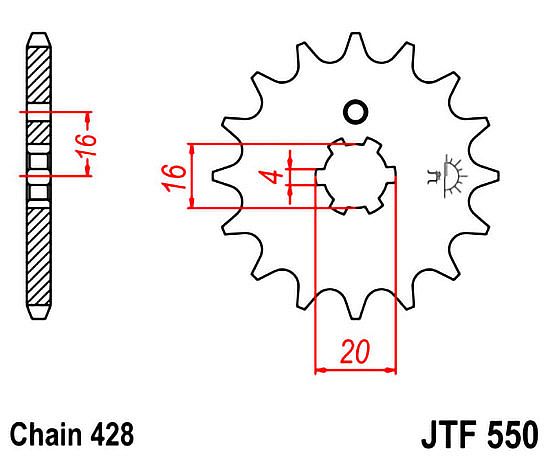 Front sprocket JT JTF550.15 teeth YAMAHA Crypton X-135