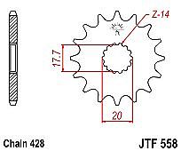 Front Sprocket JT JTF558 15-16-17 Teeth TZR80 DT-TDR-DTR-TZR125