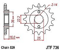 Front sprocket JT JTF736 14 teeth DUCATI 400-600-750-900 MONSTER